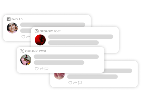 Cluster of comments on Facebook, Instagram, and X